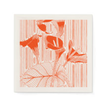オレンジの植物を使った美しい花の線画アート