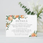 オレンジの植物的な柑橘類のモダンな結婚式の詳細 エンクロージャーカード (スタンド正面)