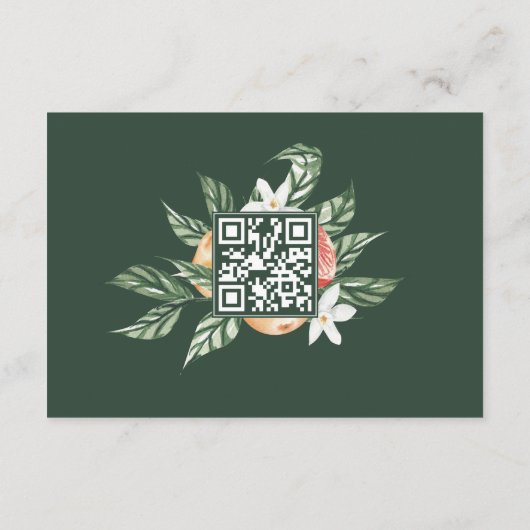 オレンジの植物的な柑橘類のモダンな結婚式の詳細 エンクロージャーカード (裏面)