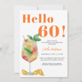 オレンジの楽しいドリンク 60歳の誕生日 招待状 (正面)