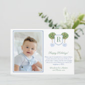 オレンジの楽しいホリデーモノグラムクレストピクチャーホリデー シーズンカード (スタンド正面)