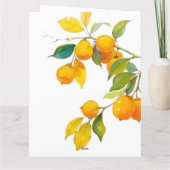 オレンジの水彩テーマ 明るい色 サンキューカード (裏面)