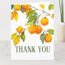 オレンジの水彩テーマ 明るい色 サンキューカード
