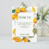 オレンジの水彩テーマ 明るい色 サンキューカード (スタンド正面)