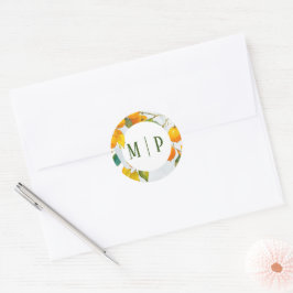 オレンジの水彩テーマ 明るい色 ラウンドシール