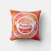 オレンジの水彩ファミリールール、名前 年 クッション (正面)