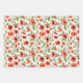 オレンジの水彩ポピー 花柄 ラッピングペーパーシート (正面)