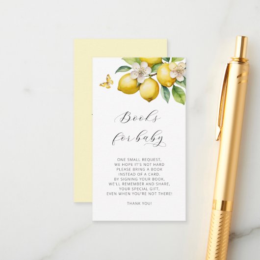 オレンジの水彩本の請求ベビーシャワー エンクロージャーカード (正面/裏面インサイチュ)