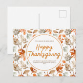 オレンジの水彩植物画 感謝祭 シーズンポストカード (正面/裏面)