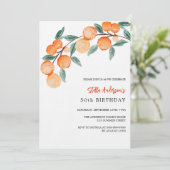 オレンジの水彩画による贅沢な誕生日 招待状 (スタンド正面)