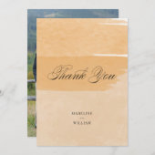 オレンジの水彩画の感謝メッセージ | あなたのお写真を追加 招待状 (正面/裏面)