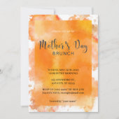 オレンジの水彩画の母の日のブランチへの招待状 招待状 (正面)