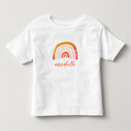 オレンジの水彩画の虹の名前入り トドラーTシャツ