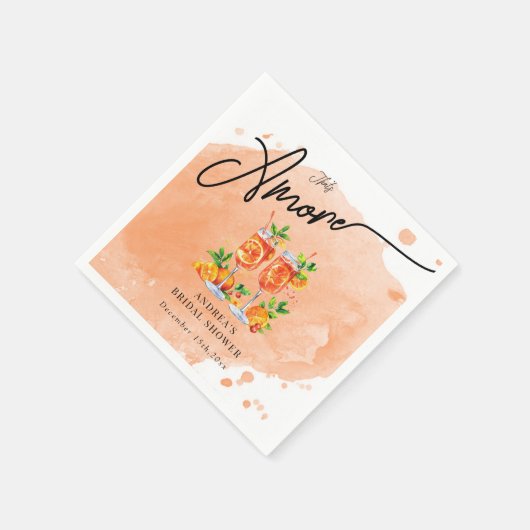 オレンジの水彩色のウェディングシャワーの装飾 スタンダードカクテルナプキン (角)