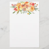 オレンジの水彩花の名前入り 便箋 (裏面)