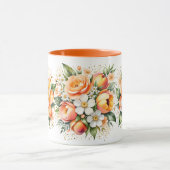 オレンジの水彩花の生け花 コーヒーマグ マグカップ (中央)