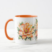 オレンジの水彩花の生け花 コーヒーマグ マグカップ (左)