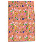 オレンジの水彩花 ミディアムペーパーバッグ (正面)