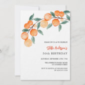 オレンジの水色の豪華な誕生日 招待状 (正面)