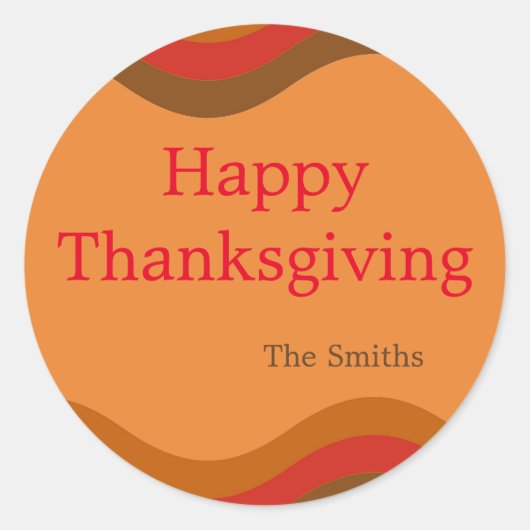 オレンジの波の紅葉カスタムラウンドステッカー ラウンドシール (正面)