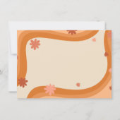 オレンジの波打つ花柄の誕生日カード 招待状 (裏面)