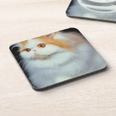 オレンジの注目され、かわいい猫 コースター (左側)