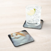 オレンジの注目され、かわいい猫 コースター (右側)