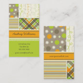 オレンジの点検のストライプな点の走り書きのコンボパターン 名刺 (正面/裏面)