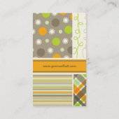 オレンジの点検のストライプな点の走り書きのコンボパターン 名刺 (裏面)