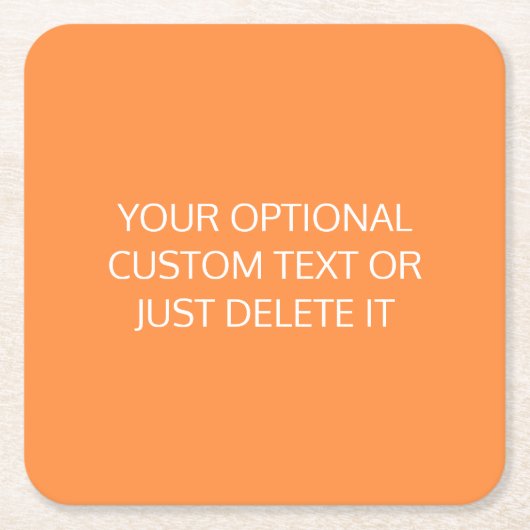 オレンジの無地でおしゃれなパーティーカラーパレット スクエアペーパーコースター (正面)