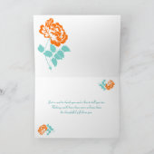 オレンジの牡丹の白とターコイズのサンキューカード サンキューカード (内部)