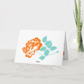 オレンジの牡丹の白とターコイズのサンキューカード サンキューカード (裏面)