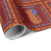 オレンジの猫とムーン猫好きパーソナライズされた ラッピングペーパー (ロールコーナー)