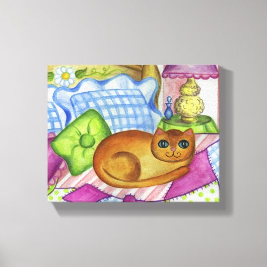 オレンジの猫のキャンバスウォールアート キャンバスプリント (正面)
