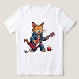 オレンジの猫のギタリスト トライブレンドTシャツ