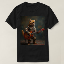 オレンジの猫のギタリスト Tシャツ