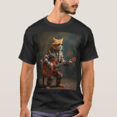 オレンジの猫のギタリスト Tシャツ (正面)