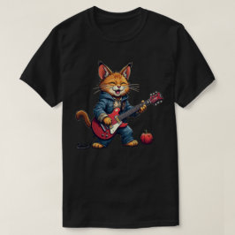 オレンジの猫のギタリスト Tシャツ