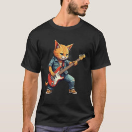 オレンジの猫のギタリスト Tシャツ