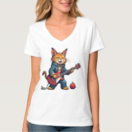 オレンジの猫のギタリスト Tシャツ