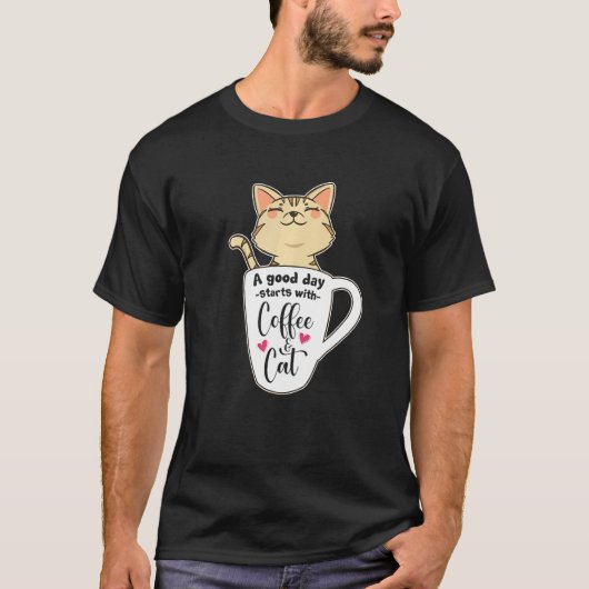 オレンジの猫のコーヒーマグ 猫 Tシャツ (正面)