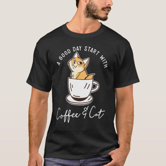 オレンジの猫のコーヒーマグ 猫 Tシャツ (正面)