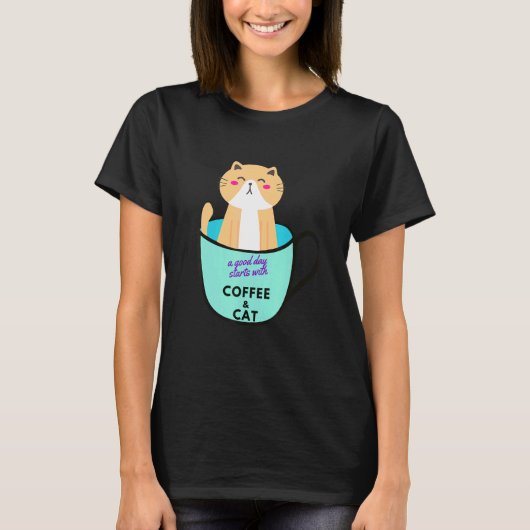 オレンジの猫のコーヒーマグ 猫 Tシャツ (正面)