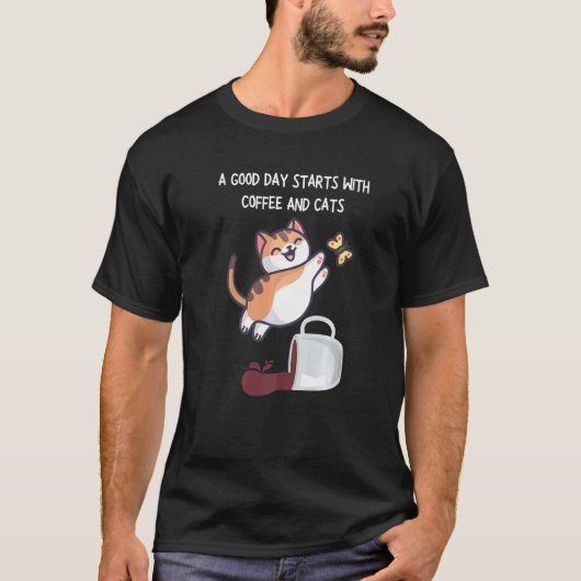 オレンジの猫のコーヒーマグ 猫 Tシャツ (正面)
