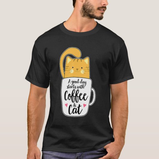 オレンジの猫のコーヒーマグ 猫 Tシャツ (正面)