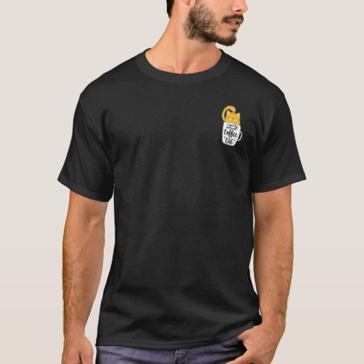 オレンジの猫のコーヒー かわいい Tシャツ (正面)