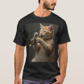 オレンジの猫のトランペット奏者 Tシャツ (正面)