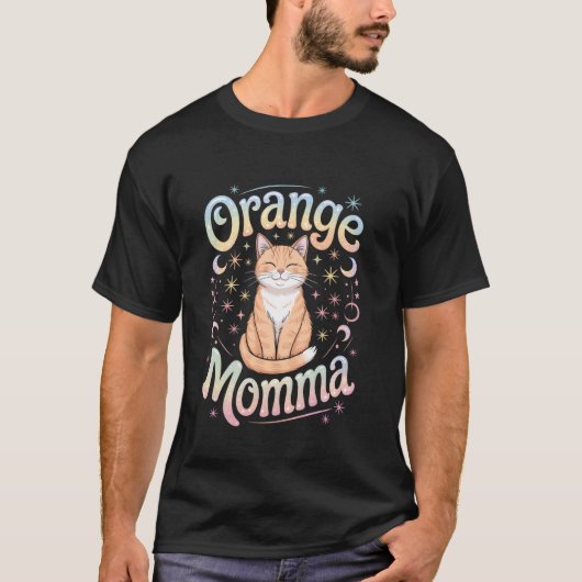 オレンジの猫のママ Tシャツ (正面)