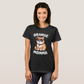 オレンジの猫のママ Tシャツ (正面フル)