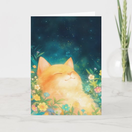 オレンジの猫の平和な昼寝 カード (正面)